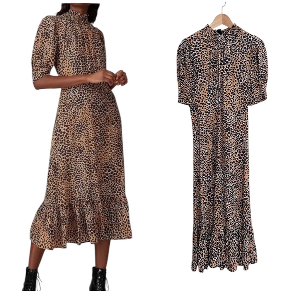 Sea New York Leopard Louise Mock Neck Midi Dress 6